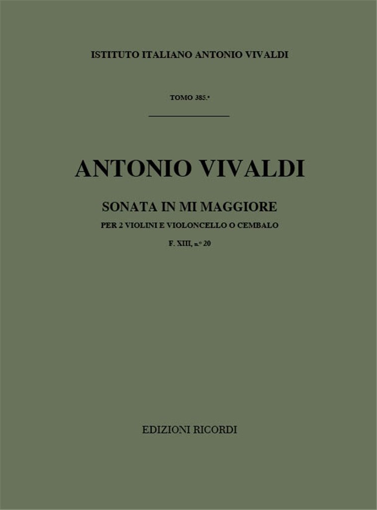 Sonate Per Vl. E B.C.: Per 2 Vl. In Mi Op. I N. 4
